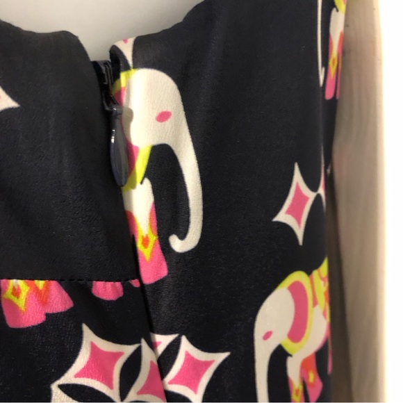 Crown & Ivy Elephant Shift Dress Blue Ruffle Collared Sleeveless V-neckline 6P - Picture 8 of 10